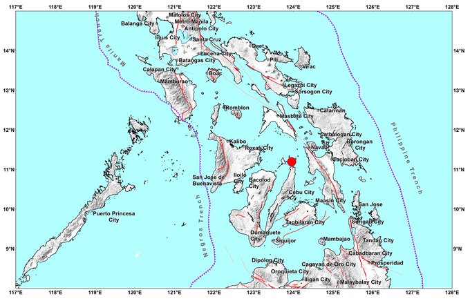 Vi tri dong dat. Anh: Phivolcs
