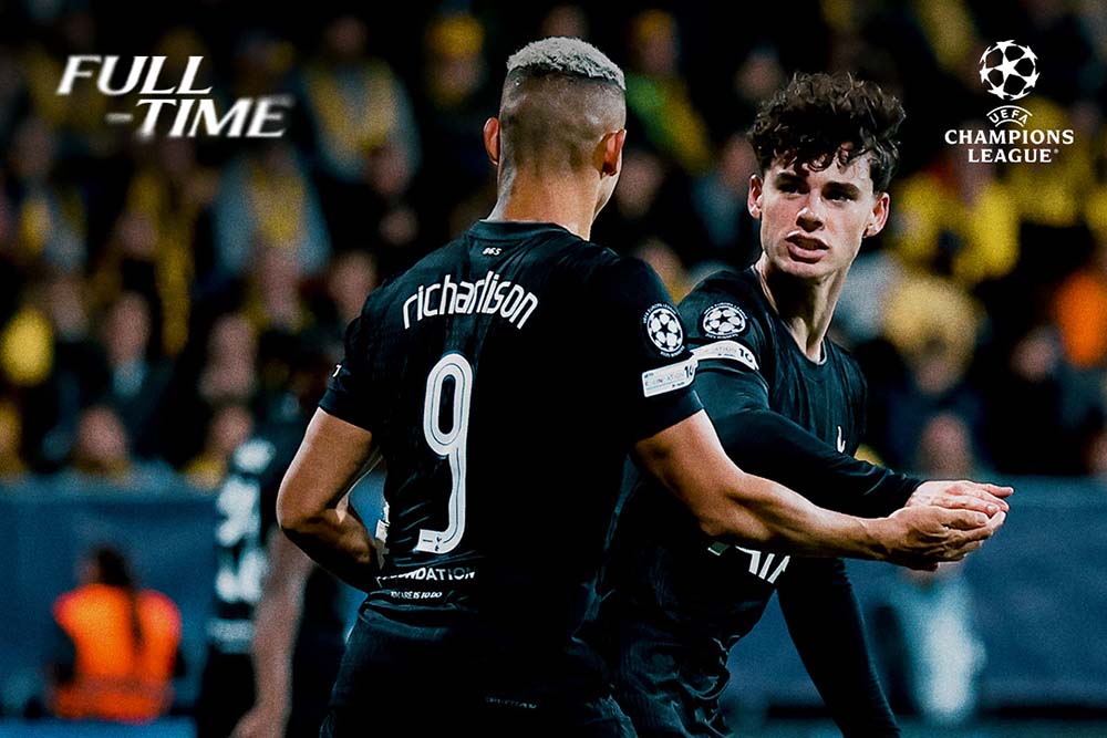 Jugadores del Tottenham celebran tras el gol en el dramatico empate contra el Bodo/Glimt en la Liga de Campeones. Foto: Tottenham