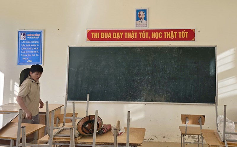 Chieng So Secondary School for Ethnic Minorities (Muong Luan Commune, Dien Bien Province) borrowed a cultural house, the commune headquarters is determined to welcome the new school year. Photo: Provided by the school