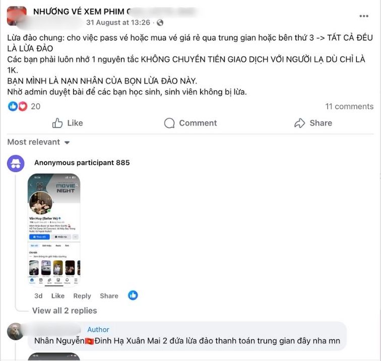 Nhieu bai dang tai da duoc canh bao ve nhieu doi tuong loi dung suc hut bo phim Mua do de truc loi ca nhan. Anh: PV