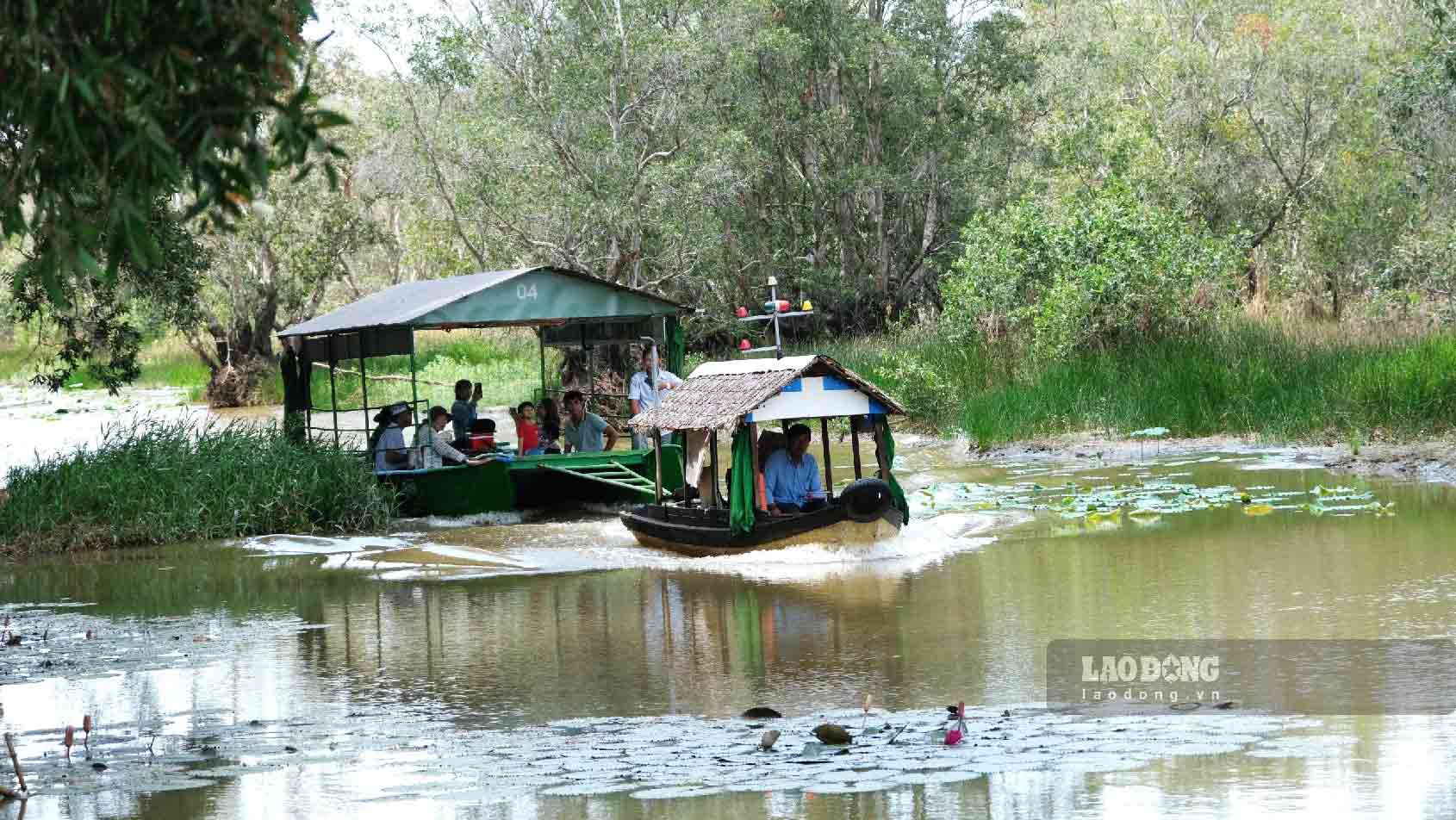 Du khach den Dong Thap tham quan Vuon Quoc gia Tram Chim. Anh: Phong Linh.