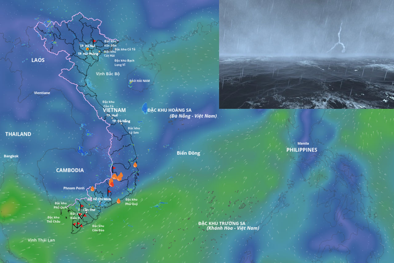 Forecast of thunderstorms due to low pressure in the East Sea