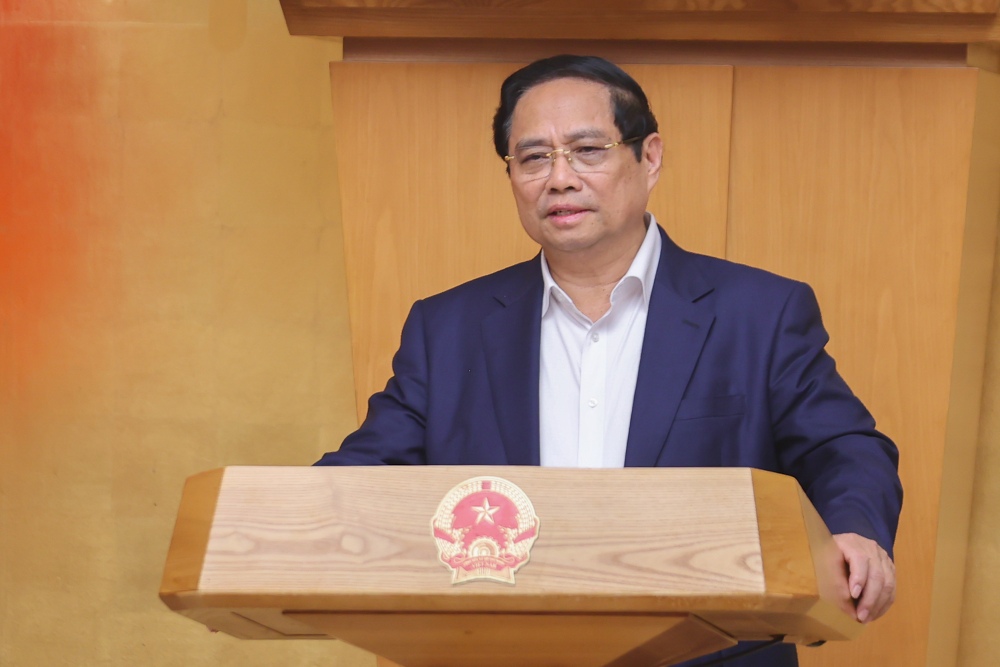 Thu tuong Chinh phu Pham Minh Chinh chu tri Phien hop Chinh phu chuyen de xay dung phap luat thang 8 de xem xet, cho y kien ve 15 du an luat va 1 ho so chinh sach du an luat. Anh: VGP/Nhat Bac