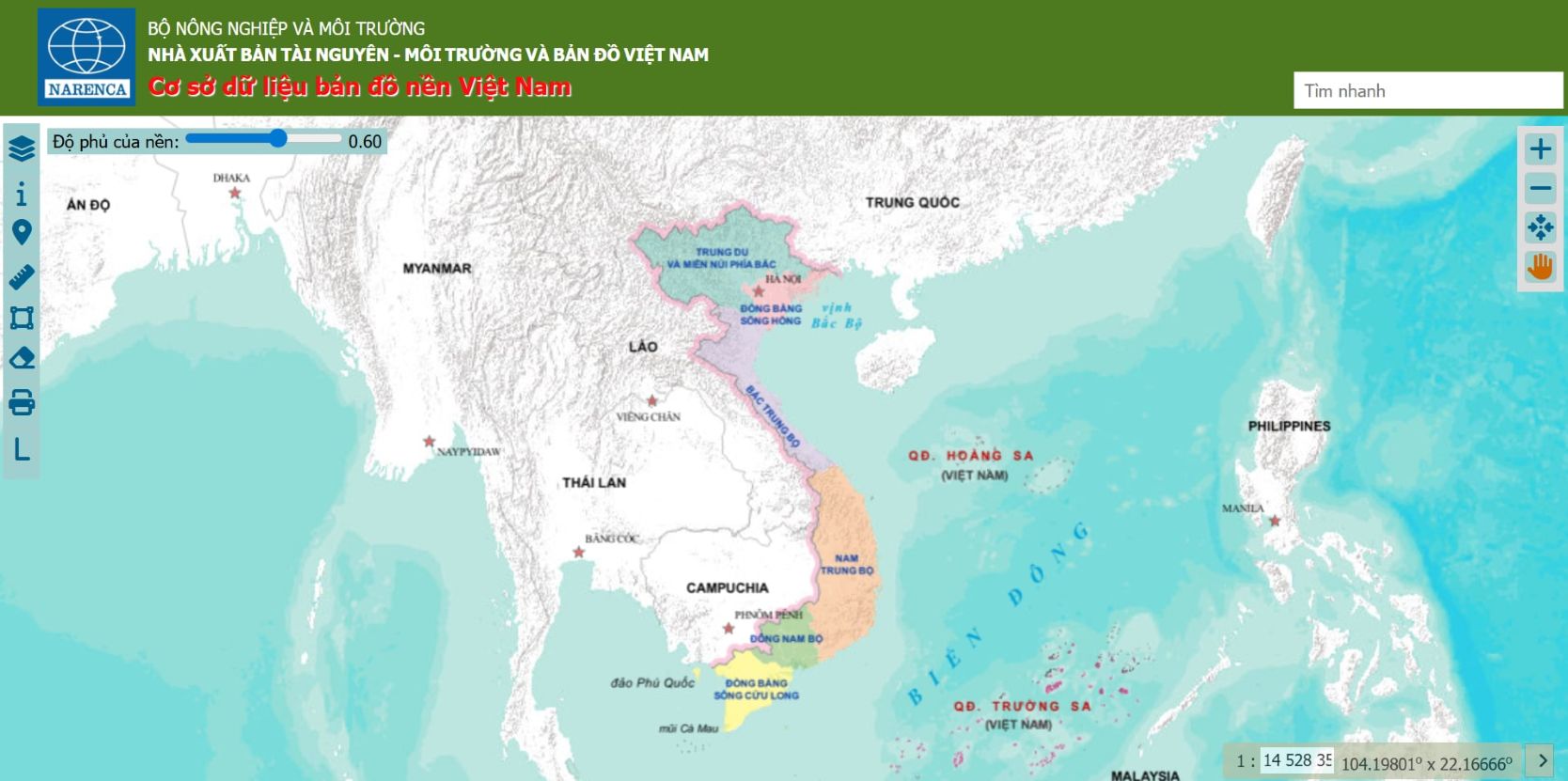 Giao dien ung dung de de dang tra cuu thong tin ve 34 tinh, thanh pho sau sap nhap. Anh: Giao dien trang web