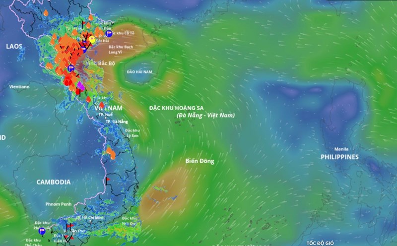 Location of storm No. 5 on August 25, 2025. Source: Vietnam Disaster Monitoring System