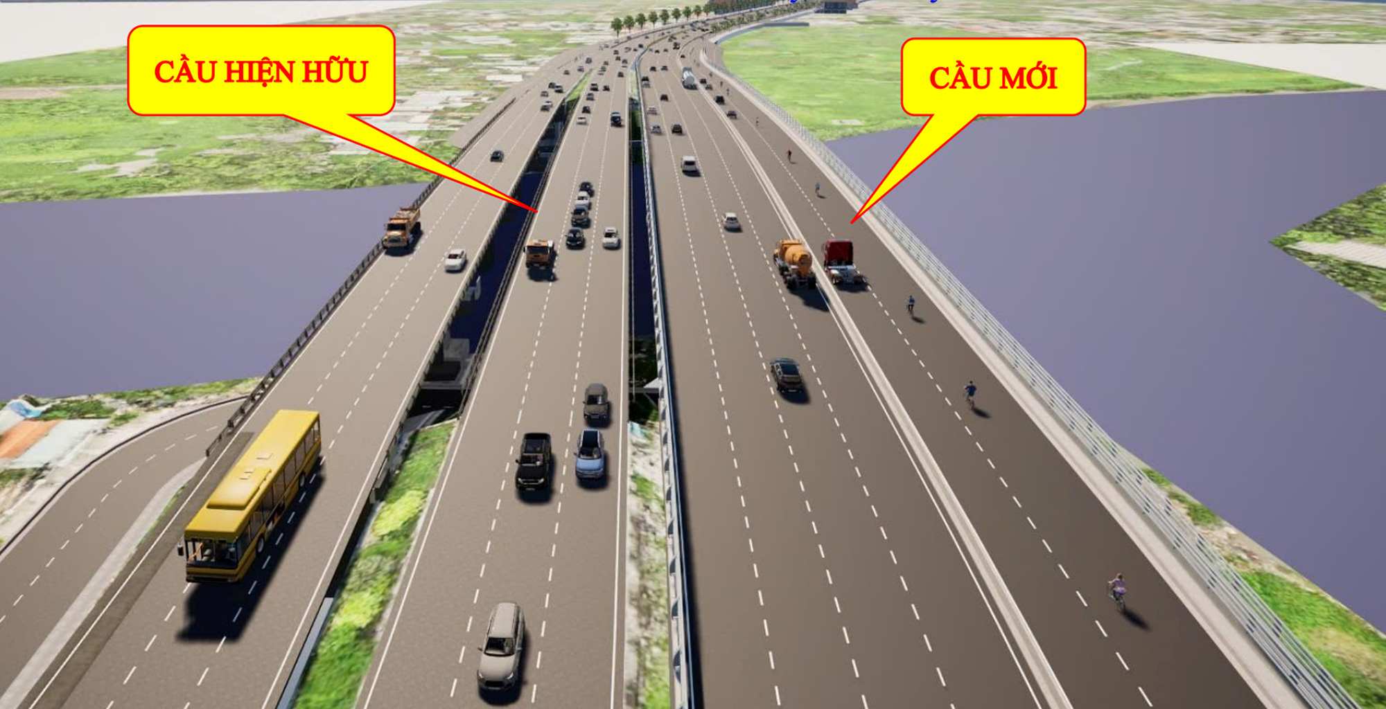 Binh Dien Bridge will be built with 6 more lanes. Photo: Ho Chi Minh City Department of Construction