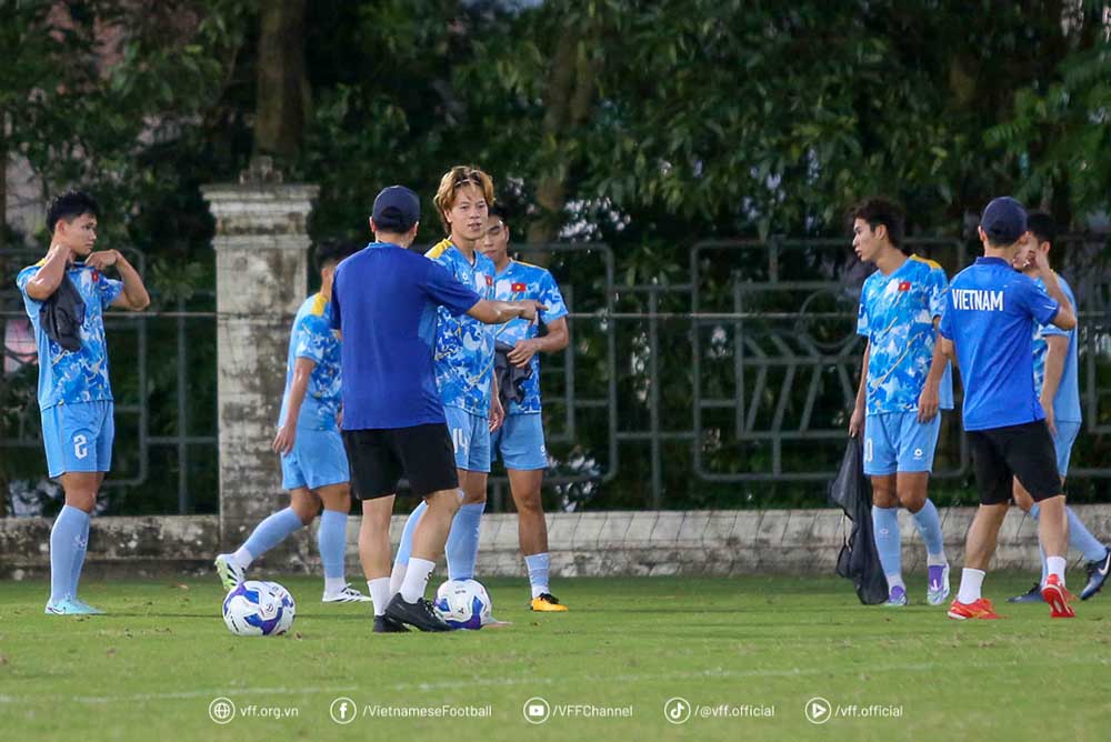 U23 Viet Nam huong den ket qua tot truoc U23 Singapore. Anh: VFF