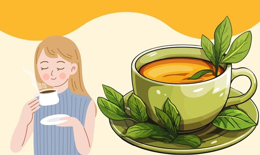 Trà xanh là một trong những loại thức uống hỗ trợ đường huyết hiệu quả. Ảnh đồ hoạ: Hương Sơn