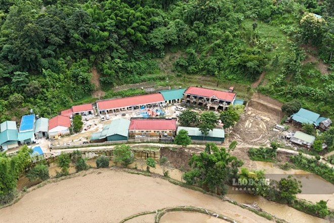 Truong PTDTBT THCS Chieng So, xa Muong Luan, tinh Dien Bien sau lu (thang 7.2025). Anh: Quang Dat