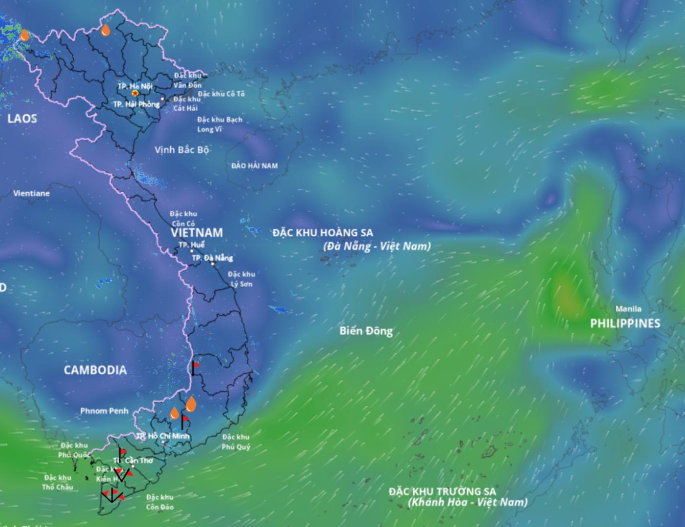 The low pressure area is active east of Luzon Island, Philippines. Source: Vietnam Disaster Monitoring System