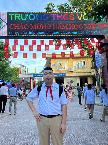 Em Doan Tuan Nghia hoc sinh truong Le Thanh Nghi, Hai Phong. Anh: Gia dinh cung cap