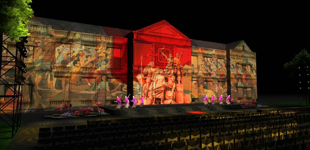 Celebrating the 995th anniversary of Nghe An's name, the 95th anniversary of Xo Viet Nghe Tinh with 3D mapping art. Photo: Organizing Committee