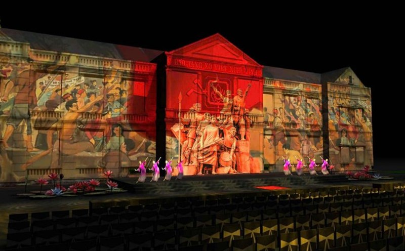 Celebrating the 995th anniversary of Nghe An's name, the 95th anniversary of Xo Viet Nghe Tinh with 3D mapping art. Photo: Organizing Committee