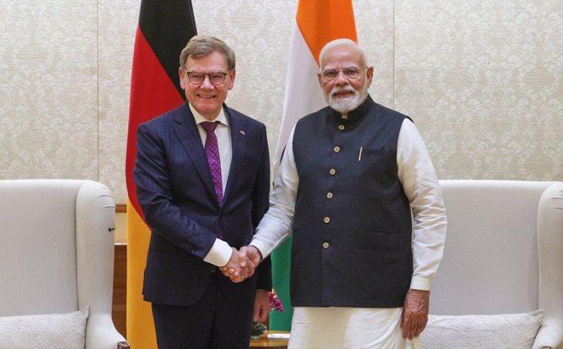 Indian Prime Minister Narendra Modi (right) meets with German Foreign Minister Johann Wadephul, on September 3, 2025. Photo: German Foreign Minister