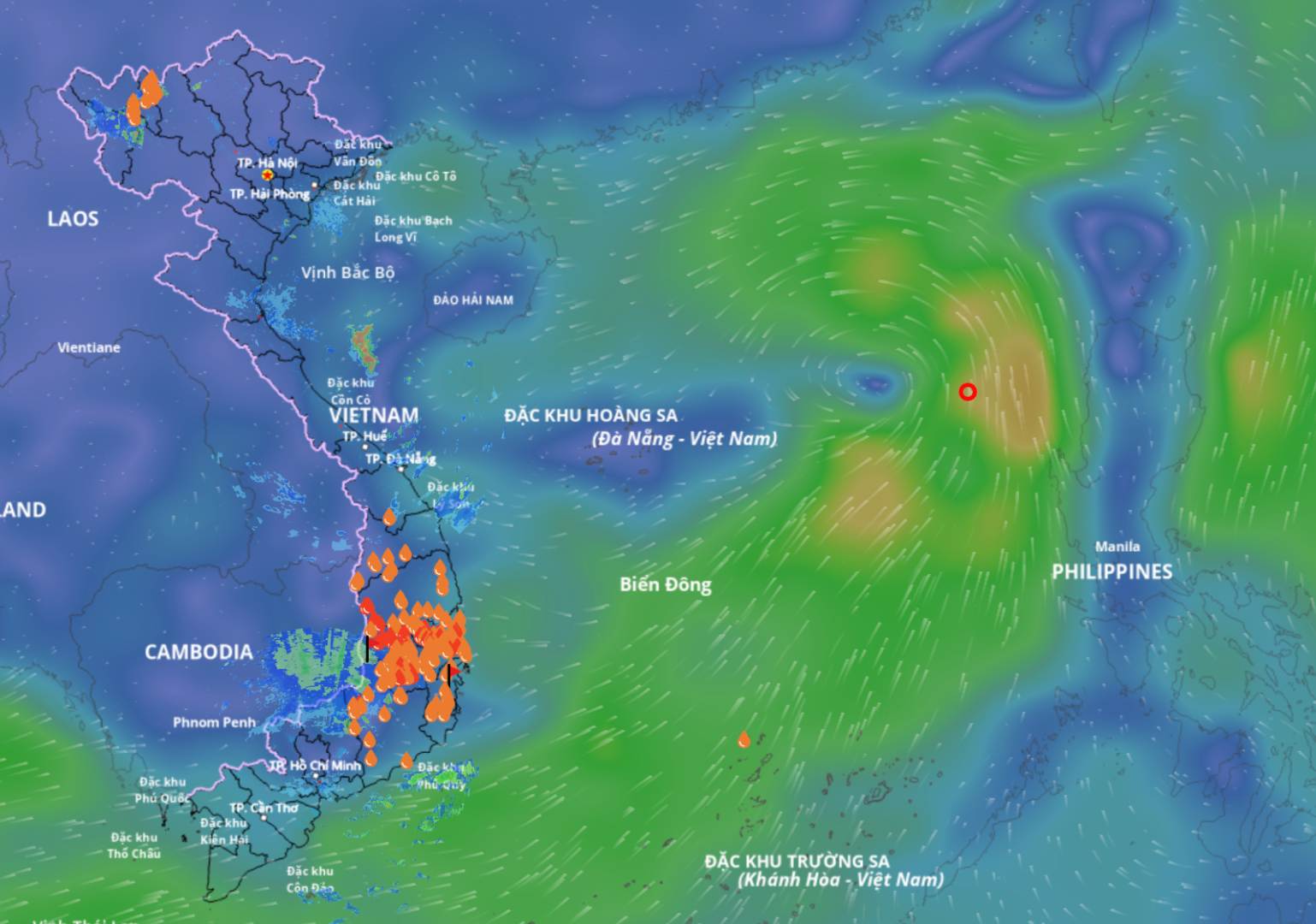 Updated at 6:00 a.m. on the location of the tropical depression that is likely to strengthen into storm No. 7. Source: Vietnam Disaster Monitoring System