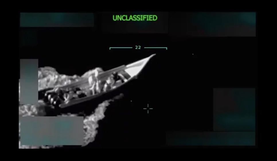 The boat of the Tren de Aragua drug gang from Venezuela that the US attacked earlier this week. Photo: President Donald Trump/Truth Social