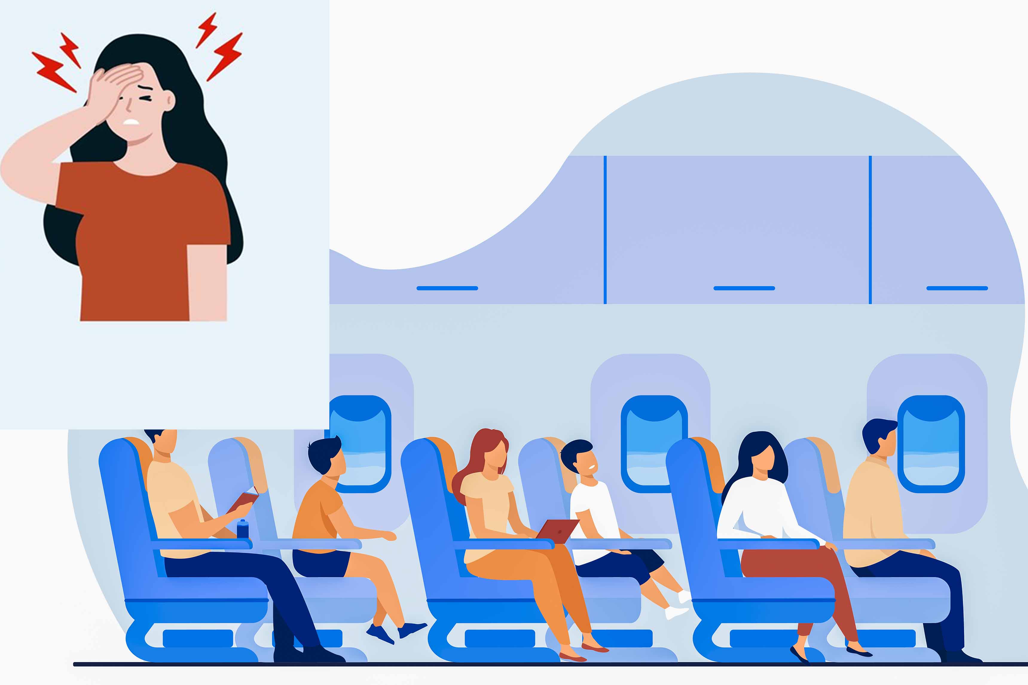 Những người dễ bị đau đầu khi đi máy bay và cách khắc phục. Đồ họa: Cát Tiên