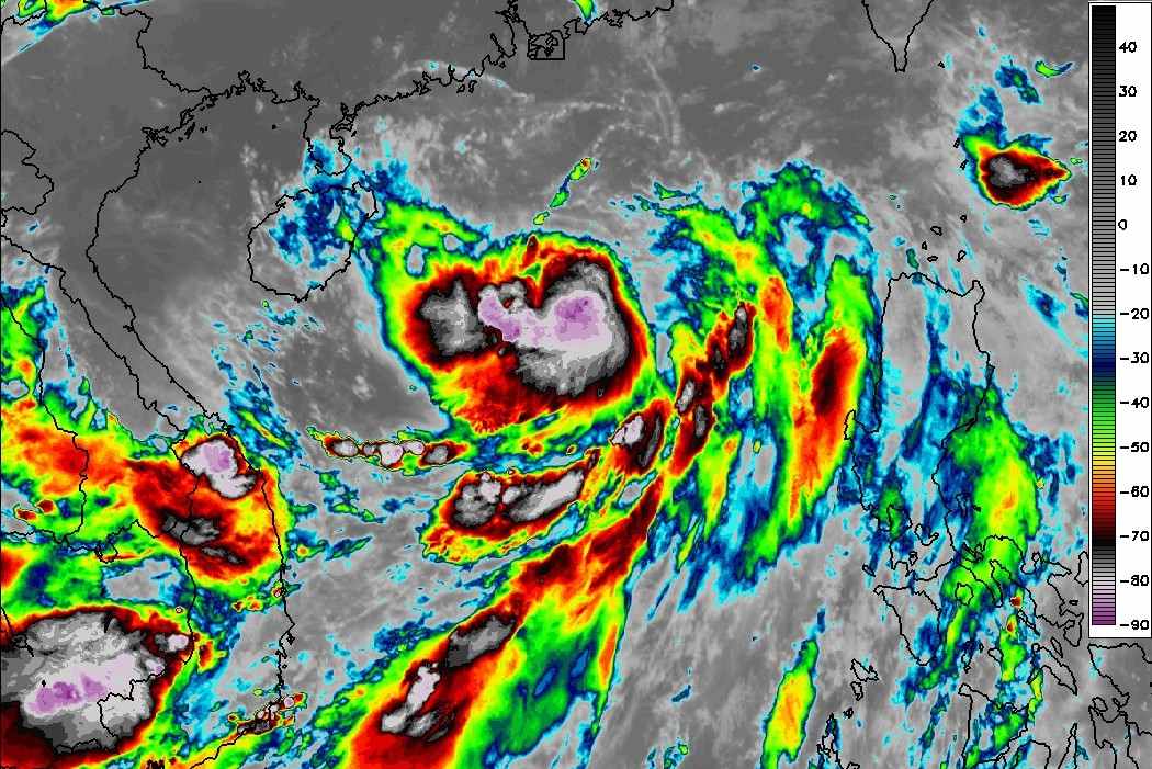 A las 4h del 7 de septiembre el viento mas fuerte en la zona cercana al centro de la tormenta numero 7 fue de nivel 8-9 rafagas de nivel 11. Foto: Weathererds