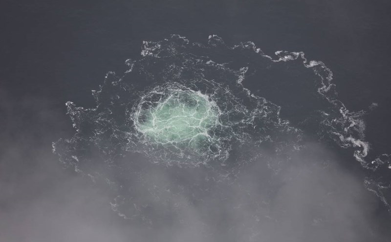 Gas leak in the Baltic Sea on September 27, 2022 after the Nord Stream explosion. Photo: Swedish Coast Guard