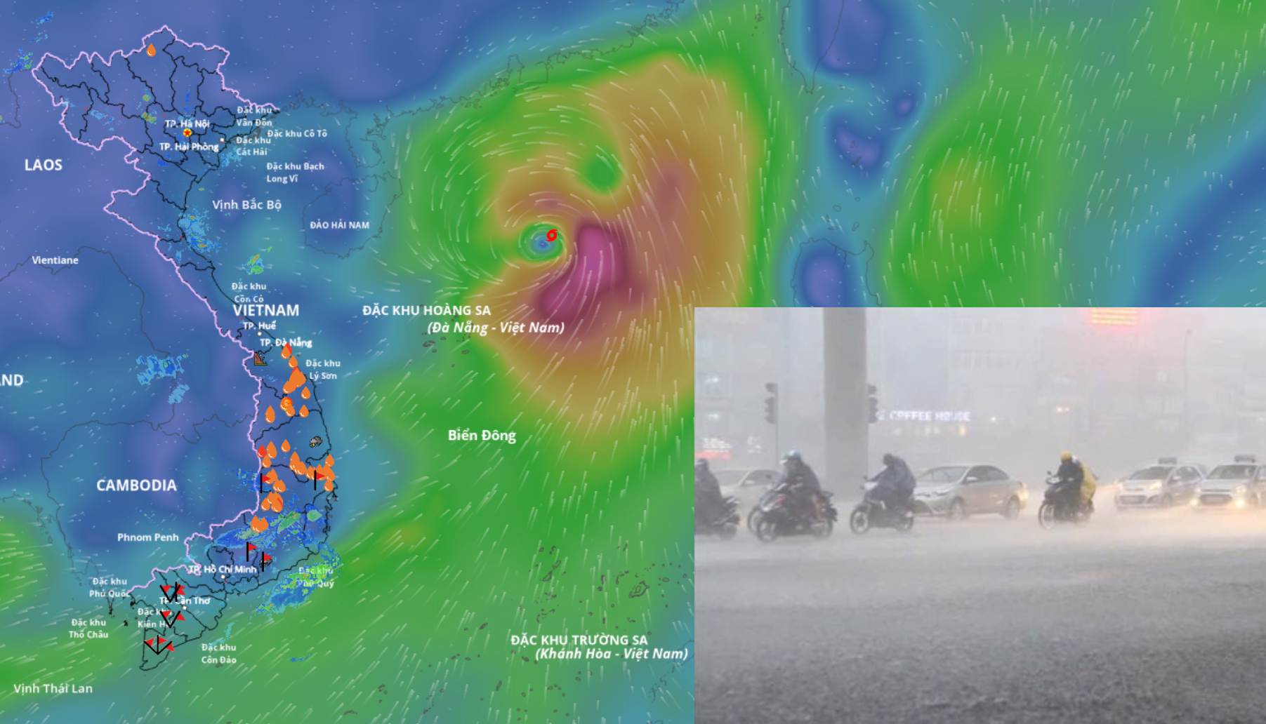 The circulation after storm No. 7 will cause widespread heavy rain in the North. Source of the storm at 8:00 a.m. on September 7: Vietnam Disaster Monitoring System