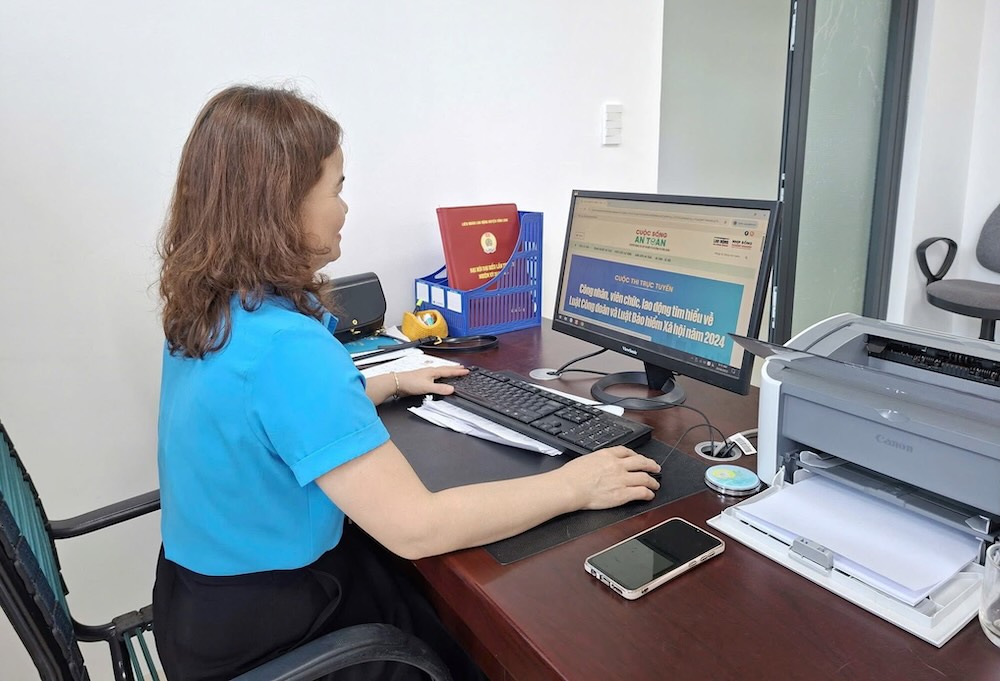 Le syndicat du quartier de Dong Ha participe activement au concours de comprehension de la loi sur le syndicat et de la loi sur l'assurance sociale. Photo : Syndicat de Quang Tri