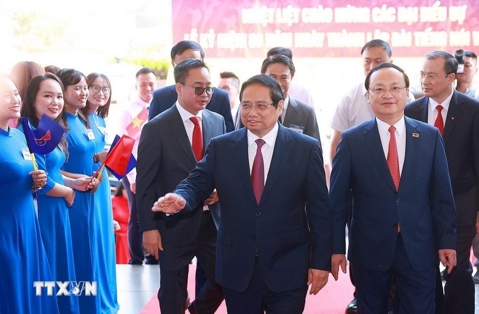 Uy vien Bo Chinh tri, Thu tuong Chinh phu Pham Minh Chinh den du le ky niem. Anh: TTXVN
