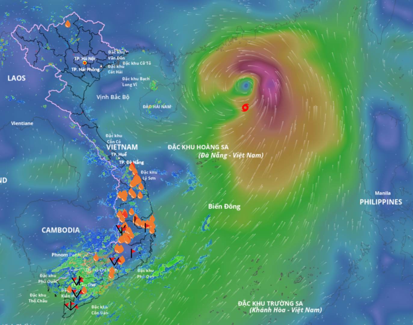 Updated location of storm No. 7 at 2:00 p.m. on September 7. Source: Vietnam Disaster Monitoring System