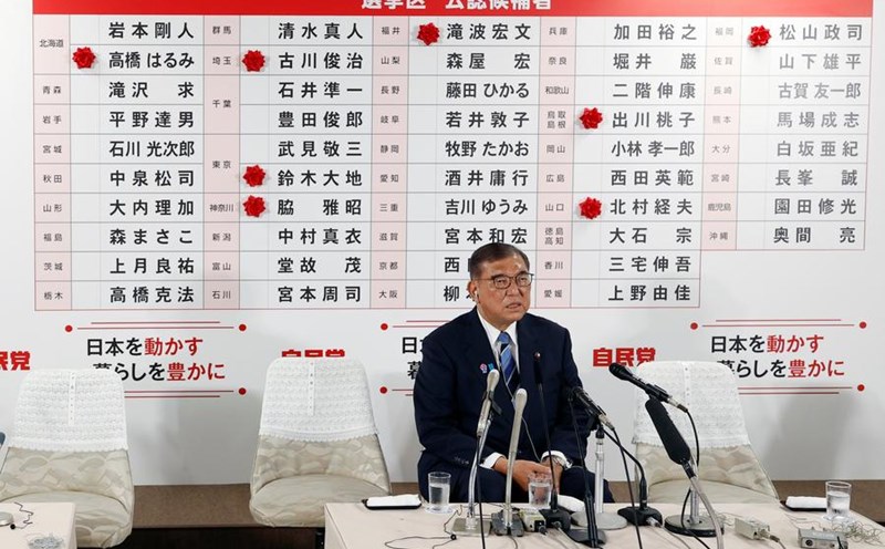 Japanese Prime Minister Shigeru Ishiba met with the press at the LDP headquarters in Tokyo, Japan, on July 20, 2025. Photo: Xinhua