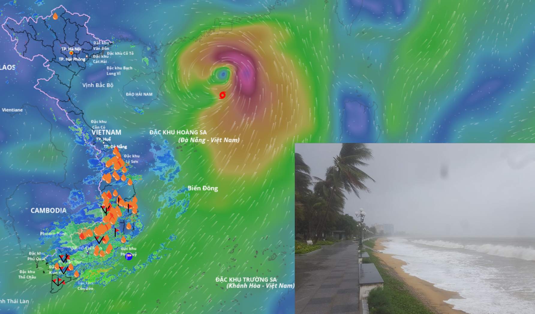 Updated location of storm No. 7 Tapah at 5:00 p.m. on September 7. Source: Vietnam Disaster Monitoring System