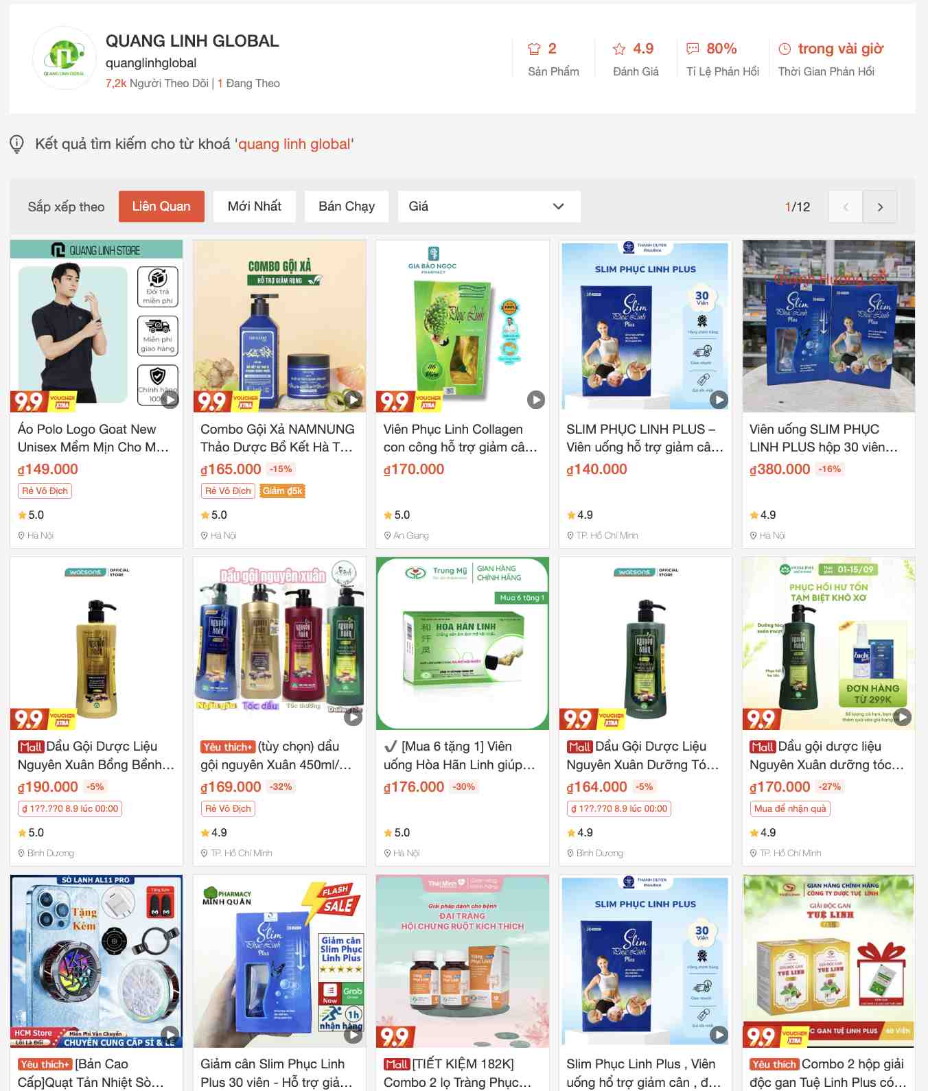 Produits de Quang Linh Global sur la plateforme de commerce electronique. Photo : Luc Giang