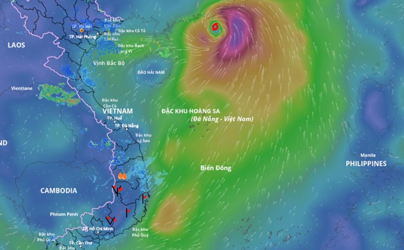 Location of storm No. 7 Tapah at 5:00 a.m. on September 8. Source: Vietnam Disaster Monitoring System