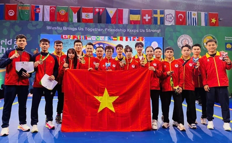 Vietnamese wushu athletes at the 2025 World Championship. Photo: Van Trung