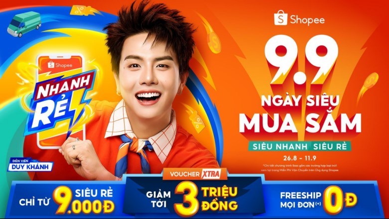 Duy Khanh is a face accompanying Shopee in the event "9.9 Super Saturday - Super fast, Super cheap" this year. Photo: Shopee