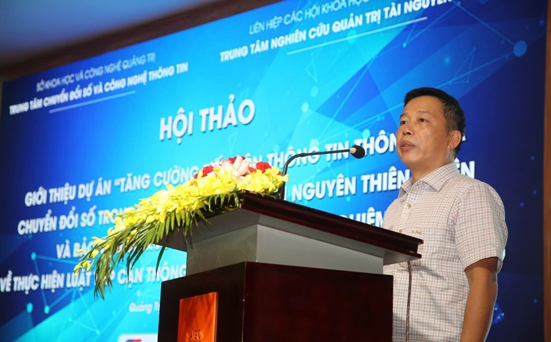 Mr. Nguyen Xuan Ngoc - Deputy Director of the Department of Science and Technology of Quang Tri province spoke at the workshop. Photo: Cong Sang
