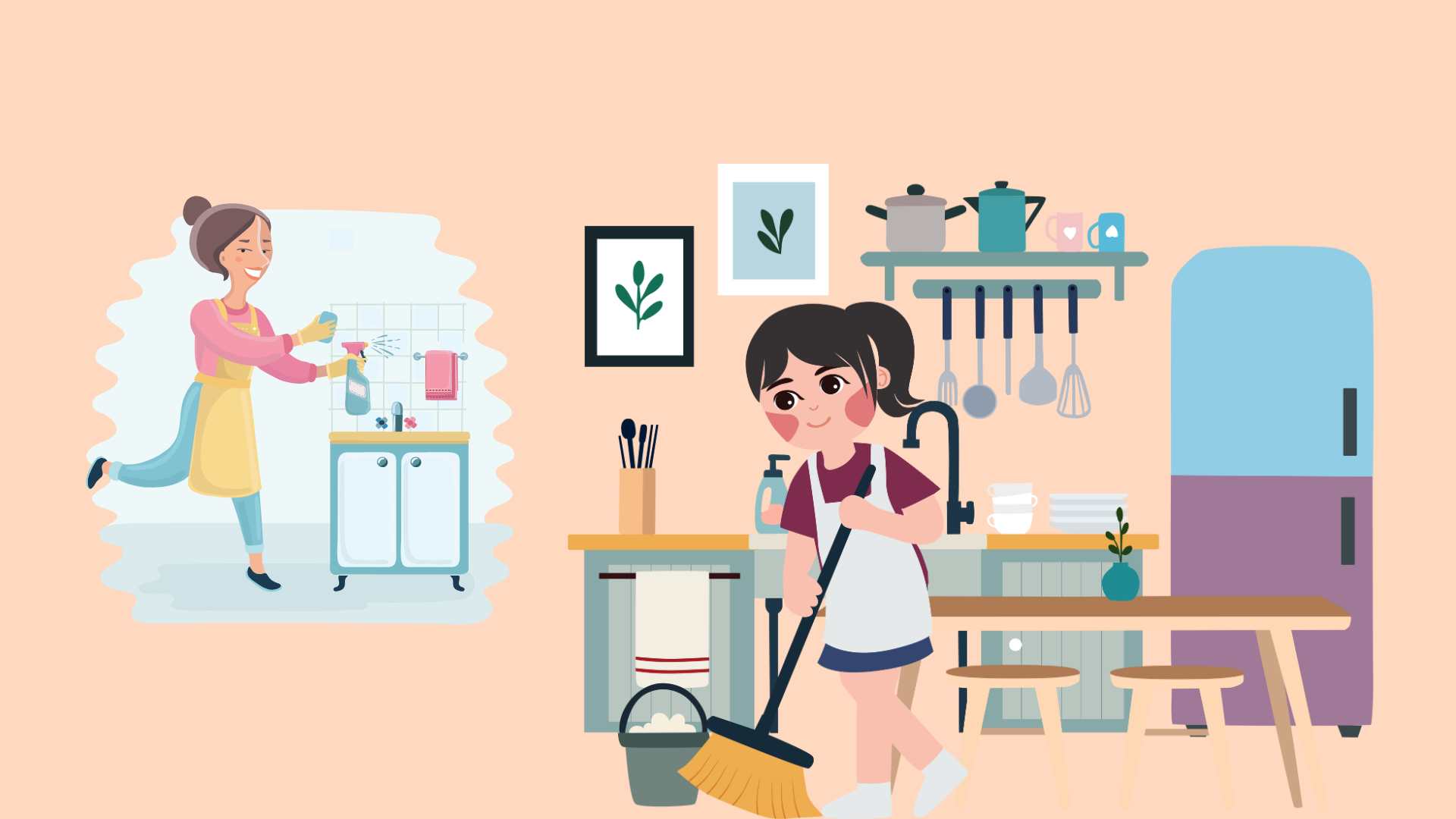 Vệ sinh nhà bếp sạch sẽ, an toàn. Ảnh đồ họa: Hoàng Lộc