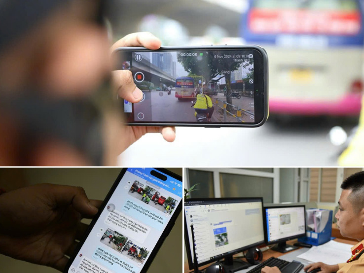 住民はiHanoiを通じて交通違反を訴えることができます。ハノイ警察は情報を受け取り、確認し、違反を処理します。写真:ハノイ警察