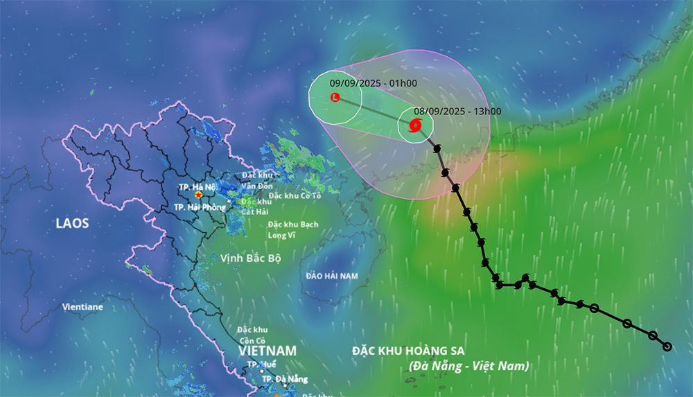 Du bao thoi tiet Bac Bo don dot mua lon dai ngay do anh huong cua hoan luu bao so 7 Tapah. Anh: He thong Giam sat Thien tai Viet Nam