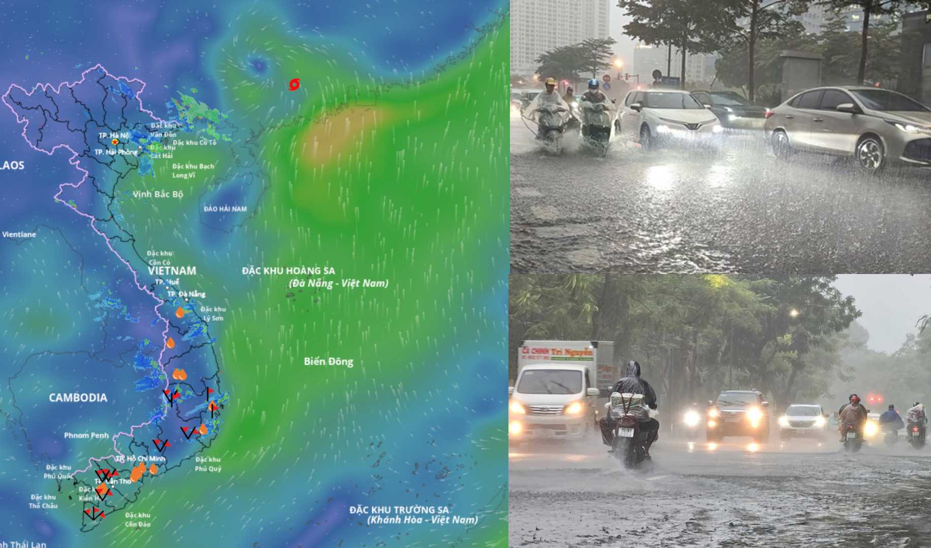 Forecast of the circulation after storm No. 7 causing rain in the North from the afternoon of September 9. Storm location source: Vietnam Disaster Monitoring System