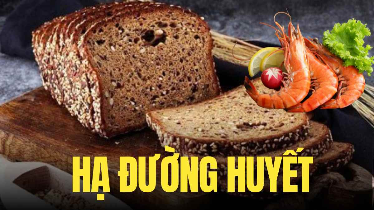 A meal of whole wheat bread, Chinese cabbage, and shrimp creates a nutritious balanced meal, supporting lowering blood sugar. Graphics: Tra My