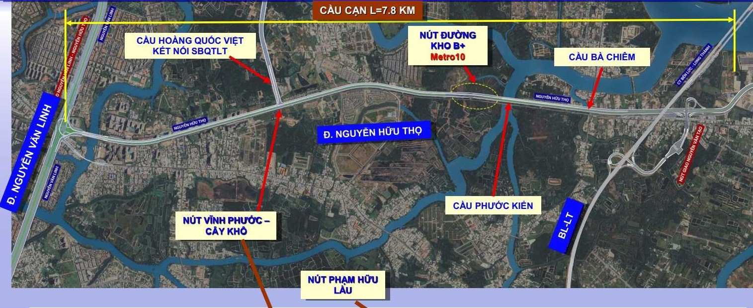 Huong tuyen duong tren cao Nguyen Huu Tho.  Anh: So Xay dung TPHCM