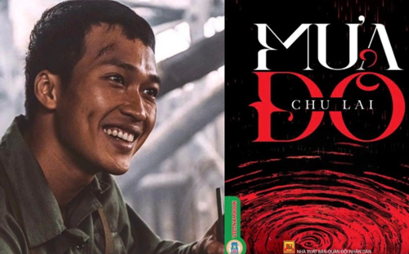 Scene in the film "Red Rain" (left) and the cover of the novel by writer Chu Lai (right). Photo: Galaxy, Fahasa