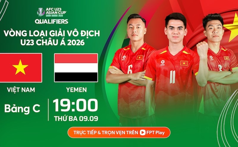 U23 Vietnam will meet U23 Yemen in the final match of the 2025 U23 Asian qualifiers. Photo: FPT Play