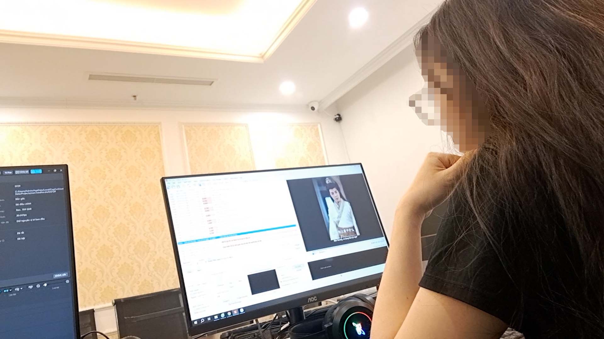 He thong dan may va nhan vien tai Minh Nhi Agency chuyen phuc vu hoat dong cat ghep va reup cac video de dang tren kenh rieng cua doanh nghiep nay. Anh: NHOM PV