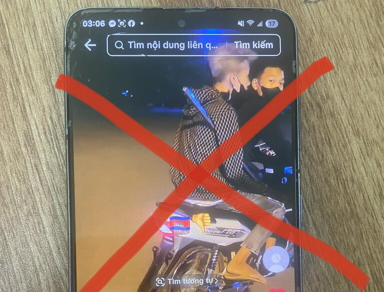 Học sinh ở Hưng Yên đăng clip lạng lách, đánh võng lên TikTok bị công an mời làm việc. Ảnh: Công an xã Đông Tiên Hưng