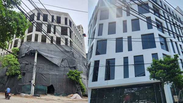 Công trình xây dựng trái phép tại cụm công nghiệp làng nghề Tân Triều tiếp tục hoàn thiện. Ảnh: Minh Hạnh 