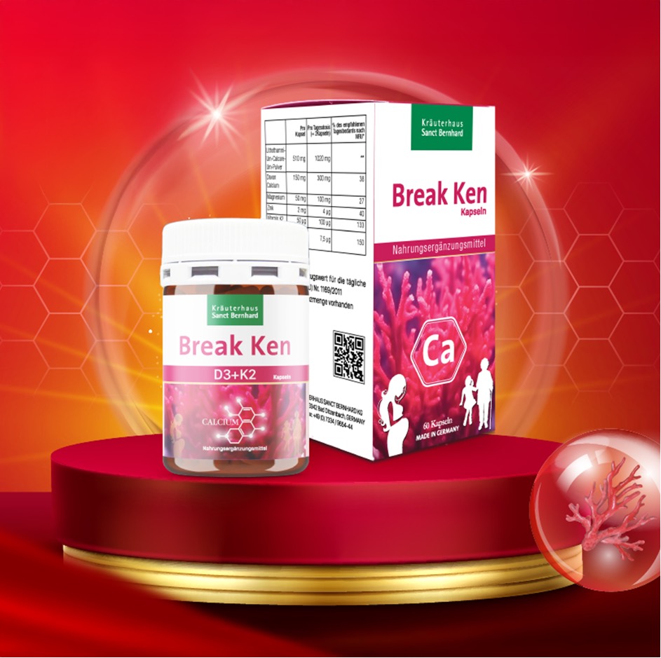 Vien uong bo sung canxi Break Ken co thanh phan tu tao bien do, K3, D2. Anh: Thanh Trang Pharma