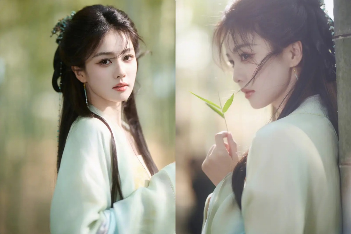 Nguoi dep 9x khoe nhan sac dip dang, thanh tao trong tao hinh co trang. Anh: Weibo