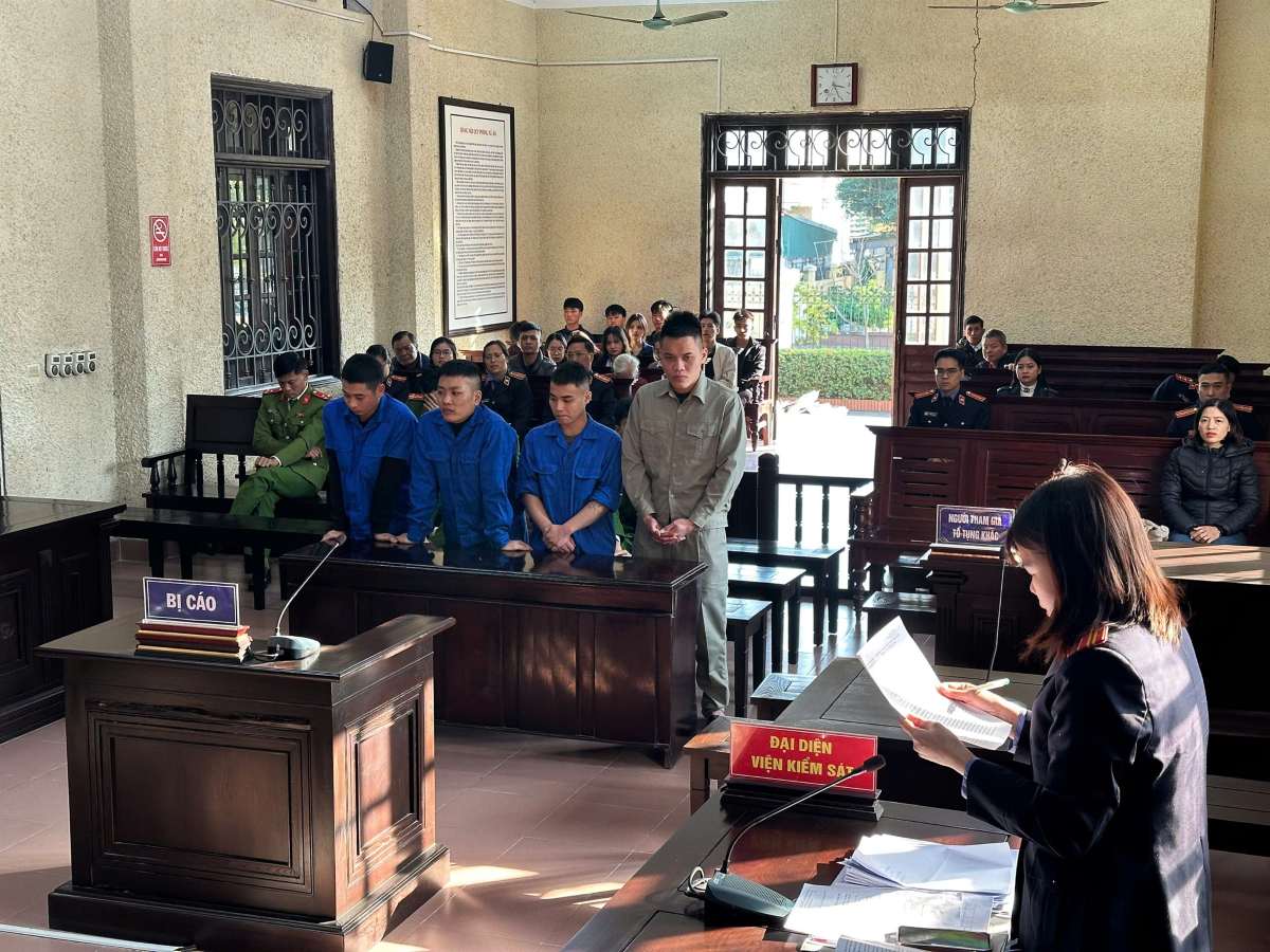 Quang cảnh phiên tòa vụ án Lê Xuân Công và đồng phạm. Ảnh: Viện Kiểm sát nhân dân TP Hải Phòng