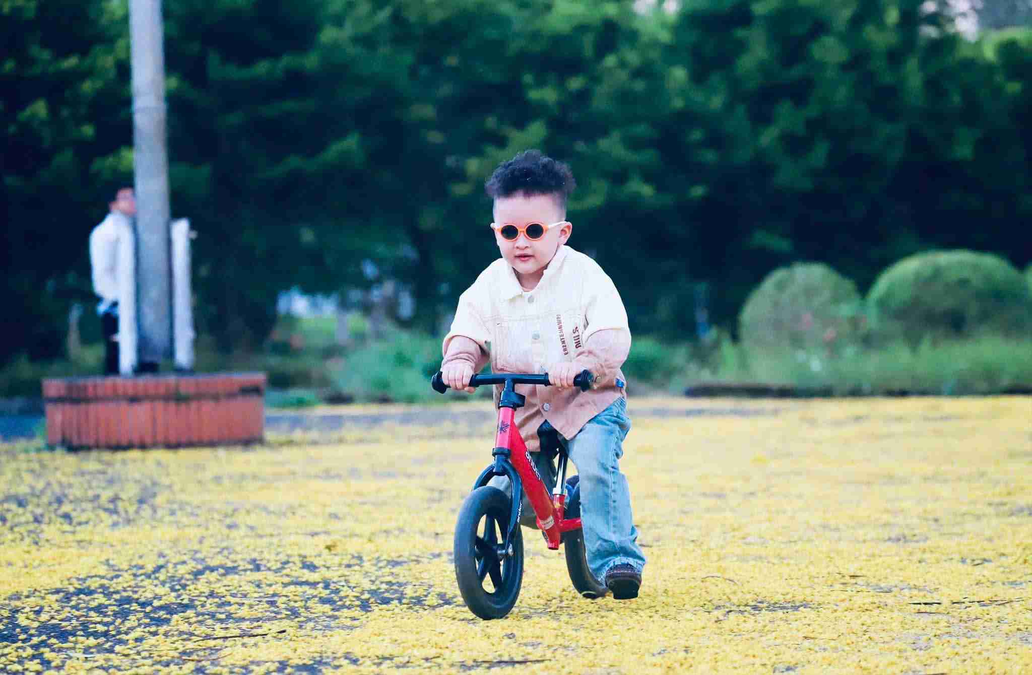 Em nho thich thu no dua duoi goc phuong vang day hoa. Anh: Phuc Khanh 