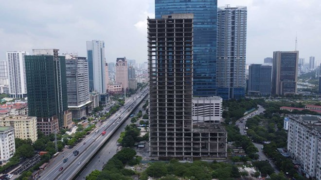 Tòa tháp thuộc dự án Trung tâm điều hành và giao dịch Vicem. Ảnh: Cao Nguyên